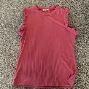 Coral Mock neck Ruffle tank top